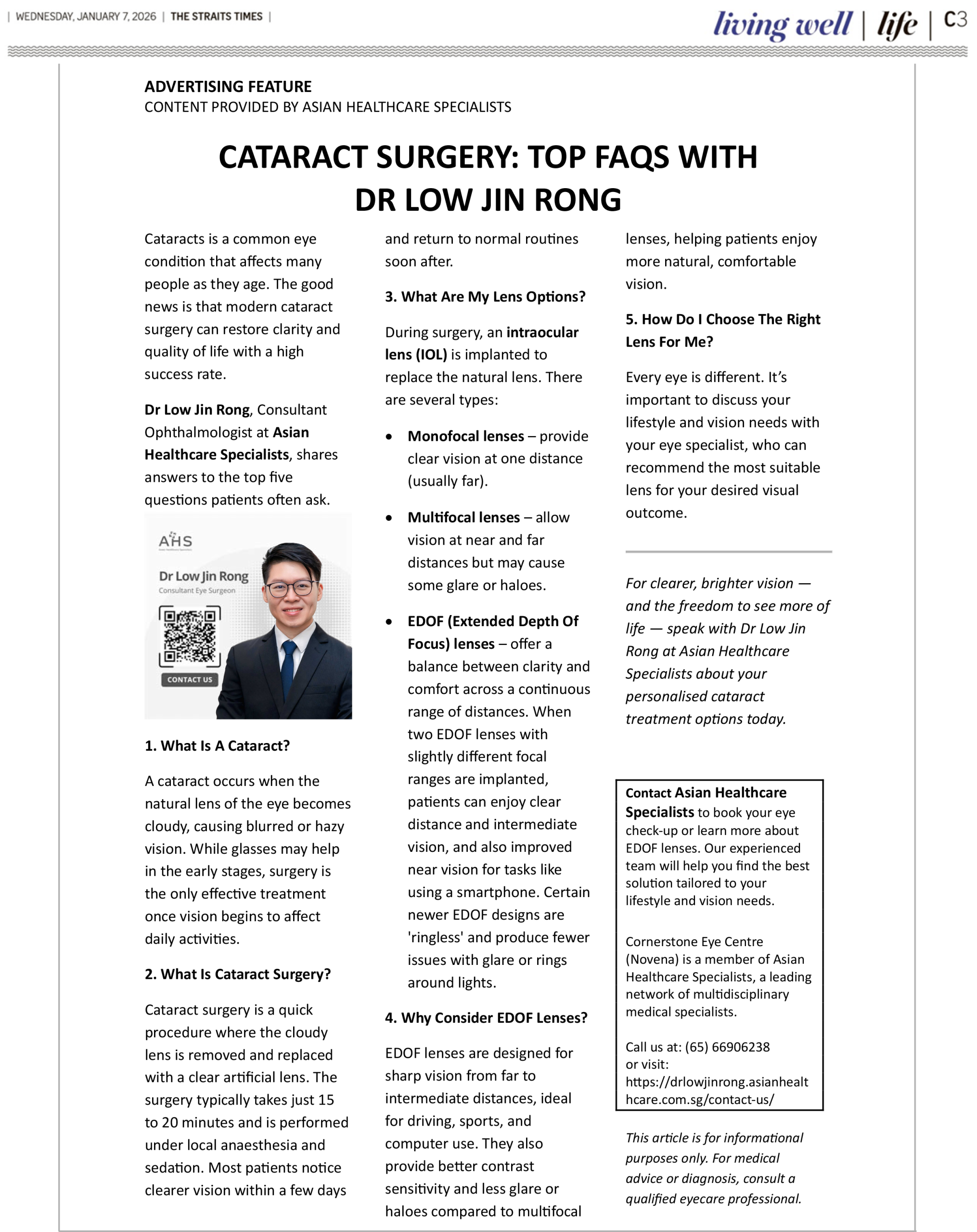 Cataract Surgery FAQs | Dr Low Jin Rong's Expert Answers